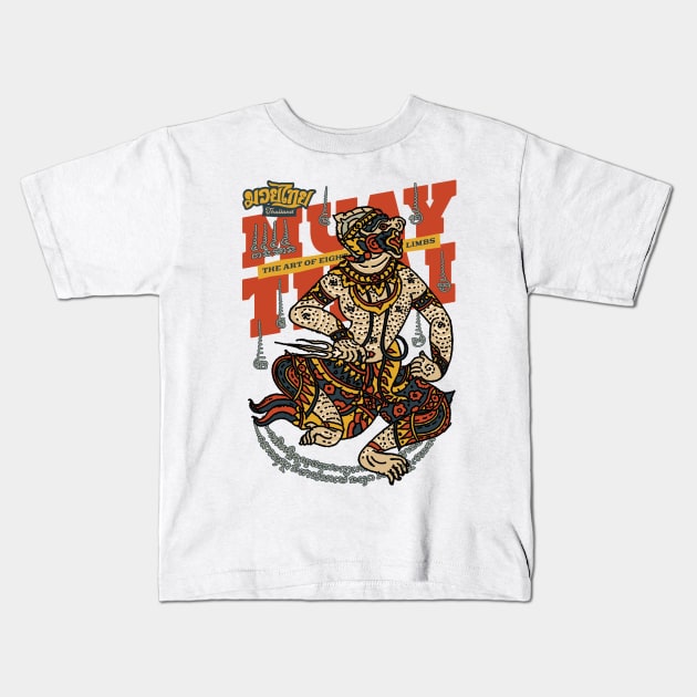 Classic Muay Thai Hanuman Tattoo Kids T-Shirt by KewaleeTee